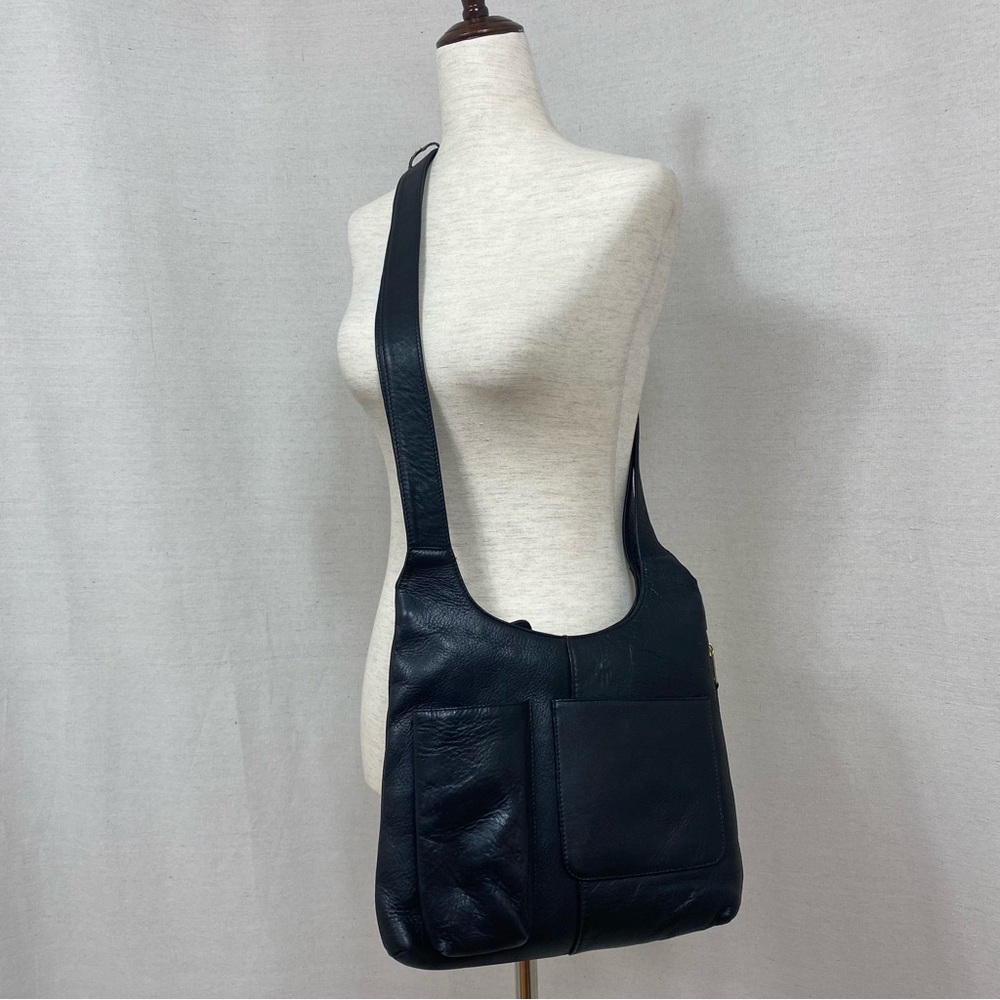 Frye Vintage Genuine Leather Black Crossbody Bag